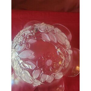 Vtg MIKASA  Bianca Rosella Fluted Floral Raised Clear Crystal Glass Serving Bowl